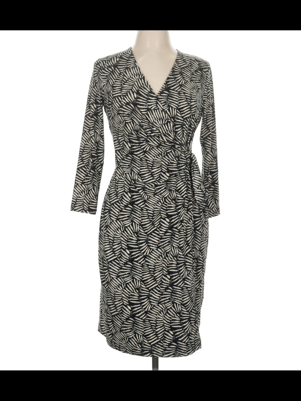 Anne Klein Black and White Printed Wrap Dress